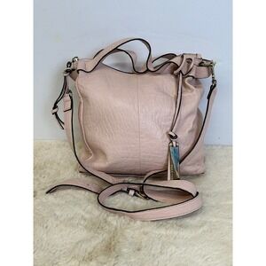Vince Camuto Pink Pebbled Leather Crossbody Bag Gold Hardware Blush Hobo Handbag